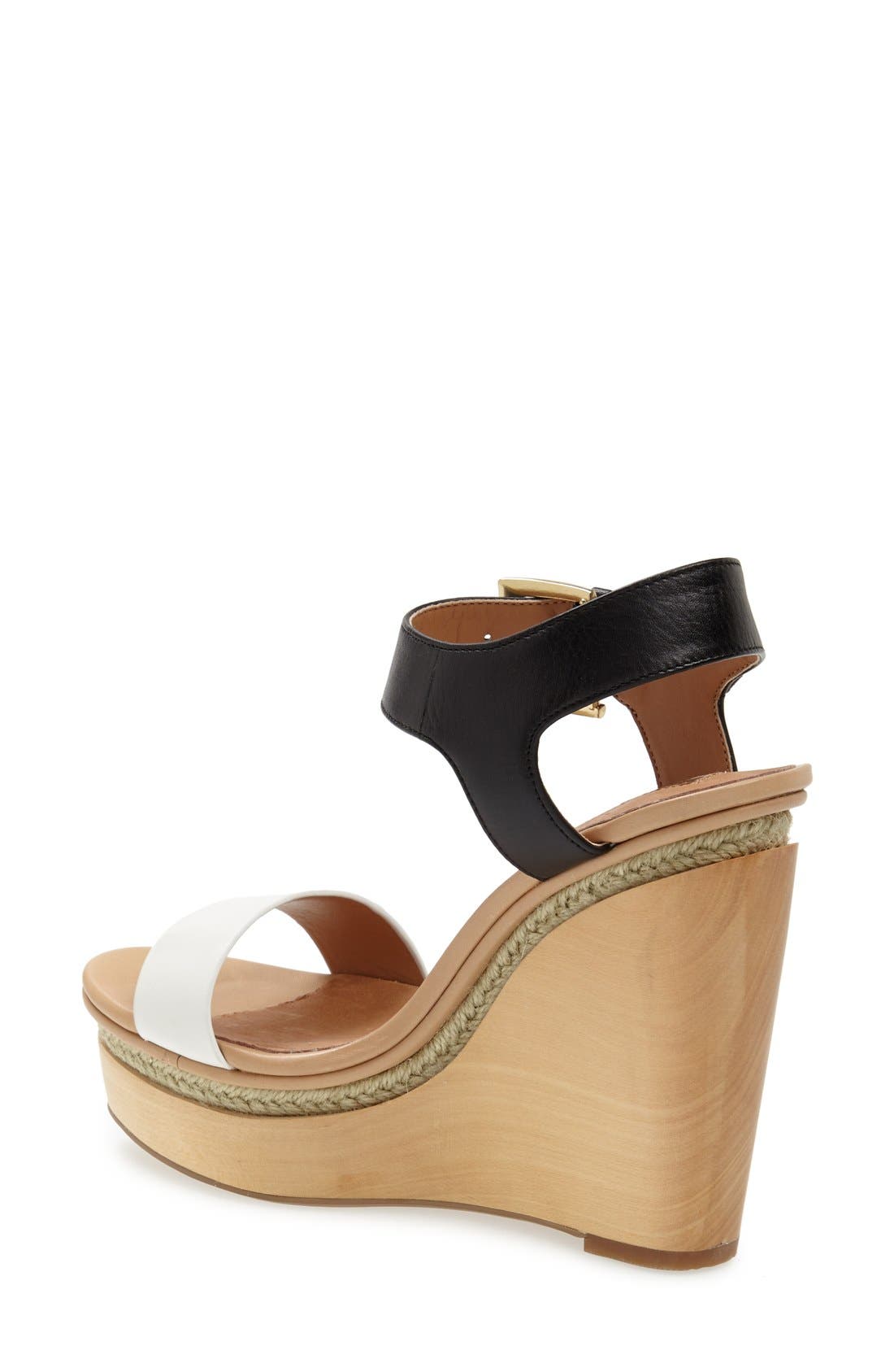 HALOGEN JANAE WEDGE SANDAL, Alternate, color, WHITE/BLACK