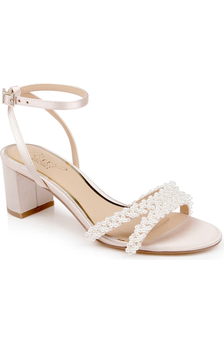 Jewel Badgley Mischka Ninnette Embellished Ankle Strap Sandal, Main, color, Champagne Satin