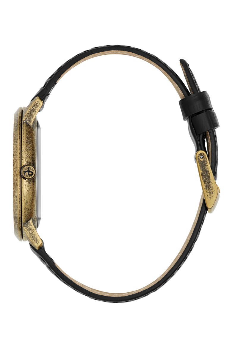 Manston Leather Strap Watch, 40mm, Alternate, color, GOLD-TONE/ BLACK
