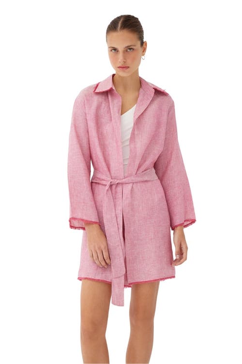 Labeca London Short Linen Mini Kaftan In Pink
