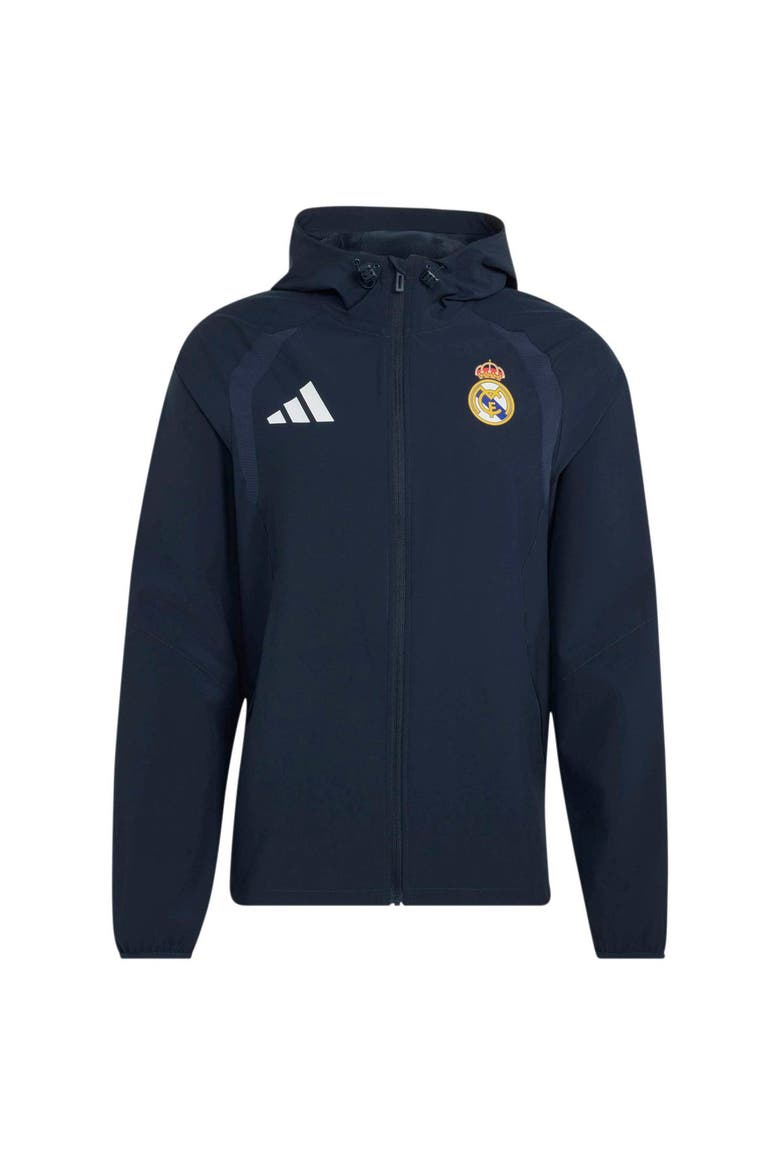 Men's adidas  Navy Real Madrid Tiro Travel Full-Zip Windbreaker, Main, color, Navy