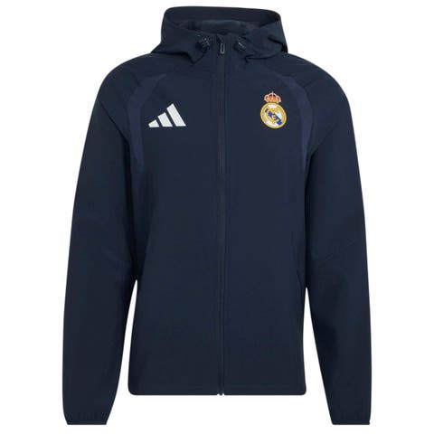 Men's adidas  Navy Real Madrid Tiro Travel Full-Zip Windbreaker