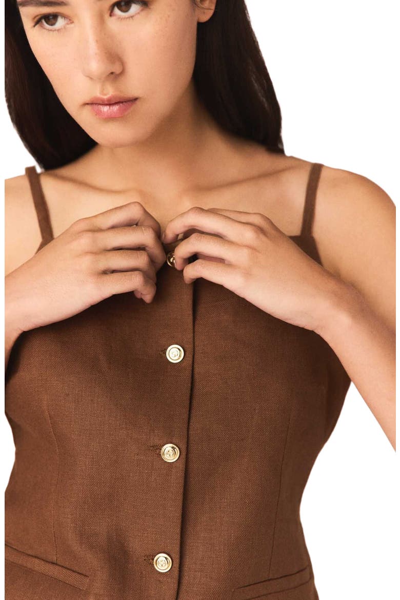 Linen blend top, Alternate, color, Brown