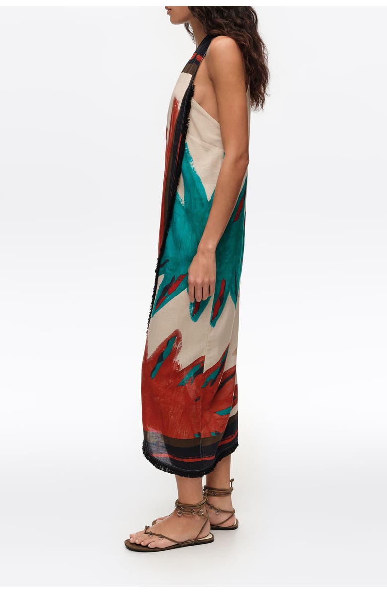 Bimba y Lola Positional Sun Fringed Midi Wrap Dress, Alternate, color, Sun Positional