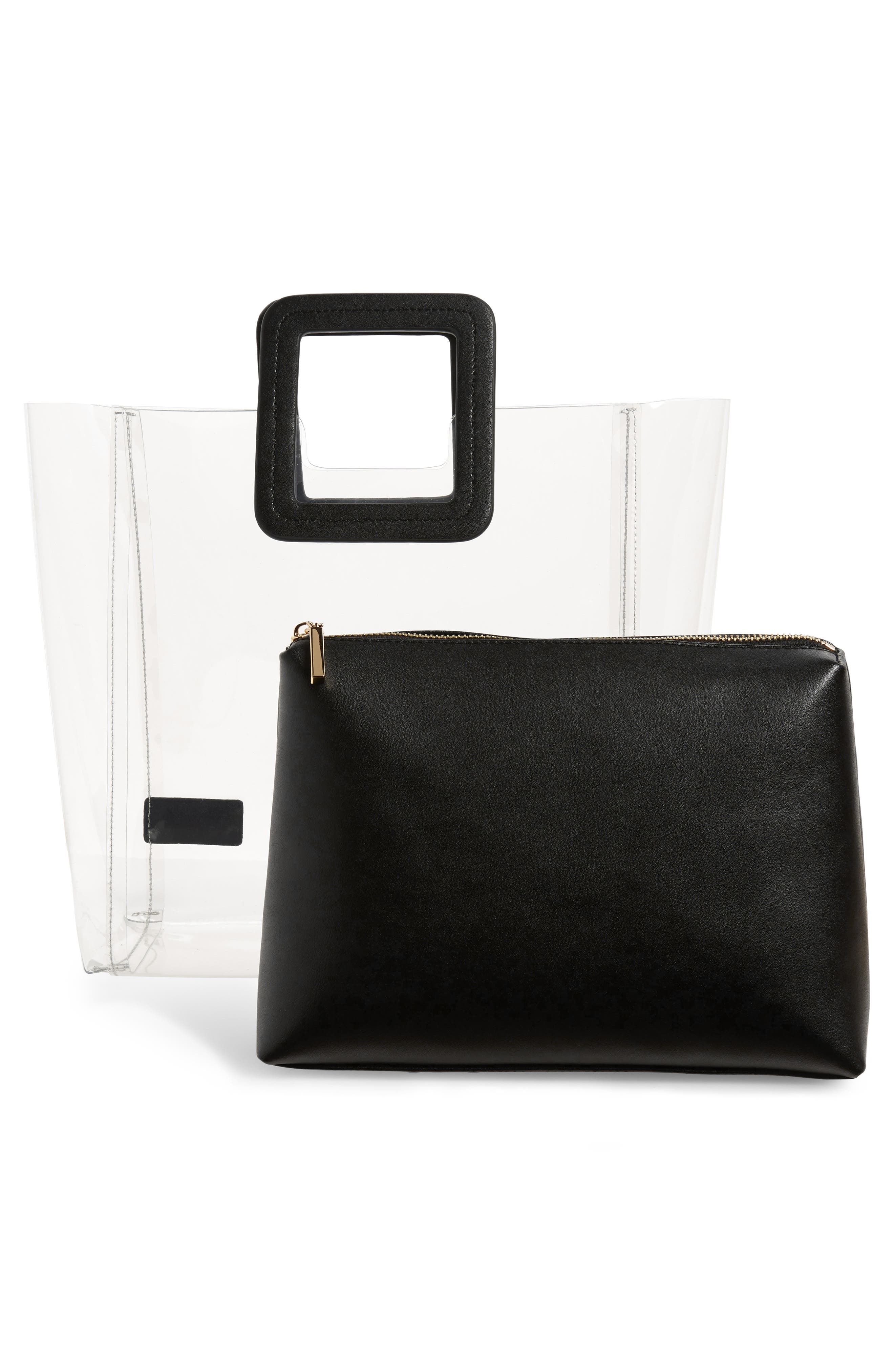 STAUD Shirley Transparent Handbag, Alternate, color, Clear/ Black/ Black