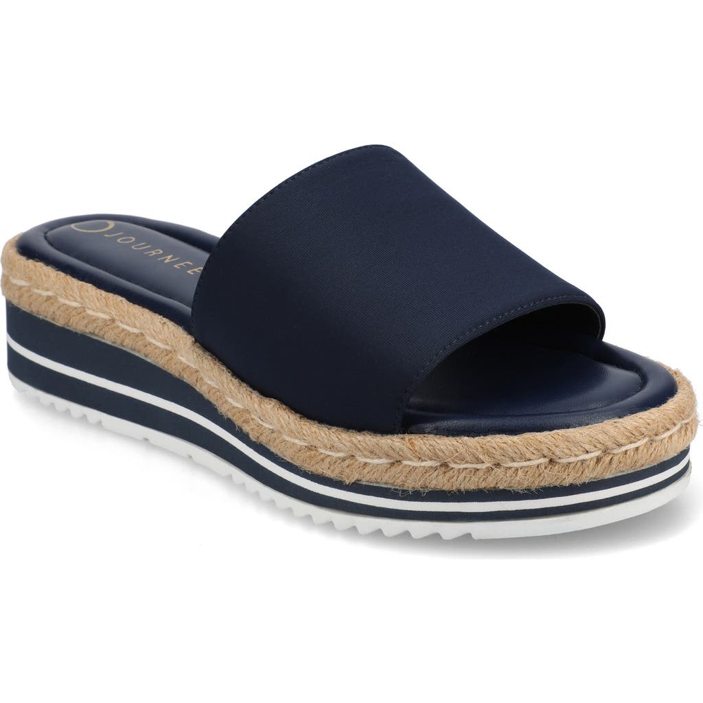Shop Journee Collection Rosey Wedge Sandal In Navy