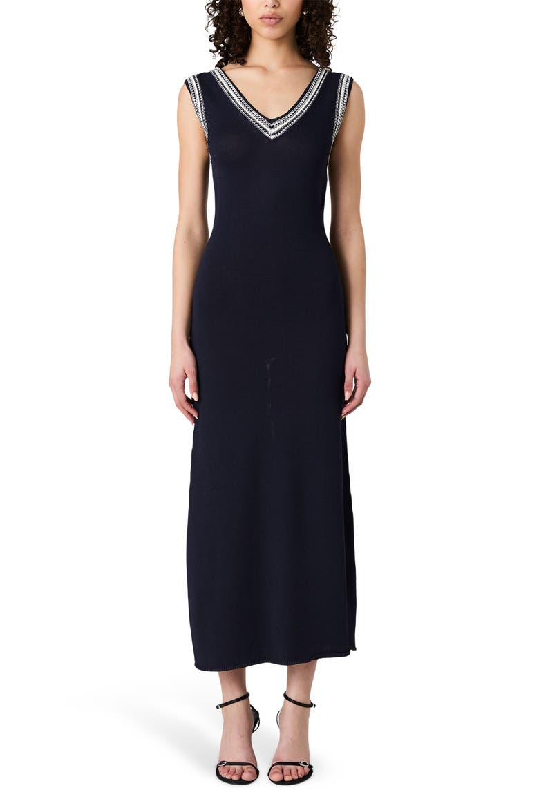 Sage Sleeveless Maxi Sweater Dress, Main, color, NAVY-SUMMER WHITE