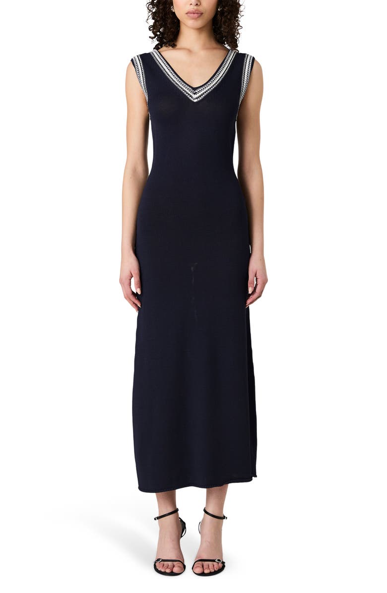 French Connection Sage Sleeveless Maxi Sweater Dress, Main, color, Navy-Summer White