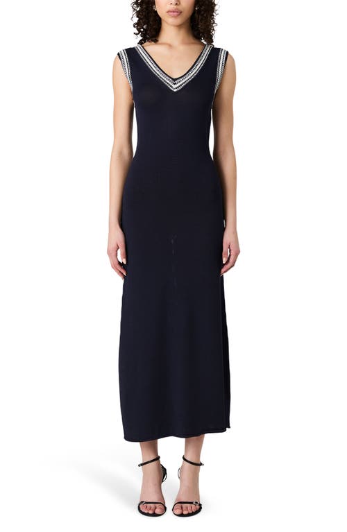 French Connection Sage Sleeveless Maxi Sweater Dress In Navy-summer White