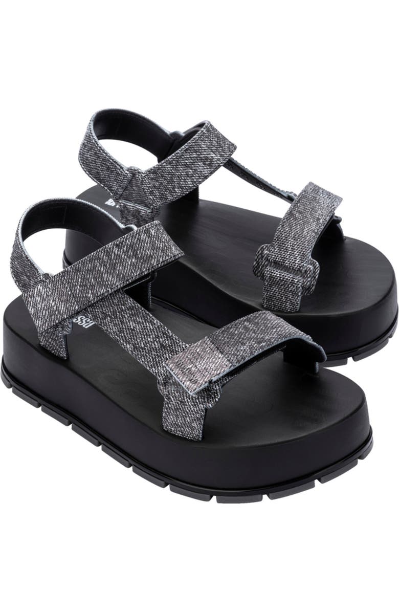 Melissa Flowing Platform Sandal, Main, color, Black Jeans