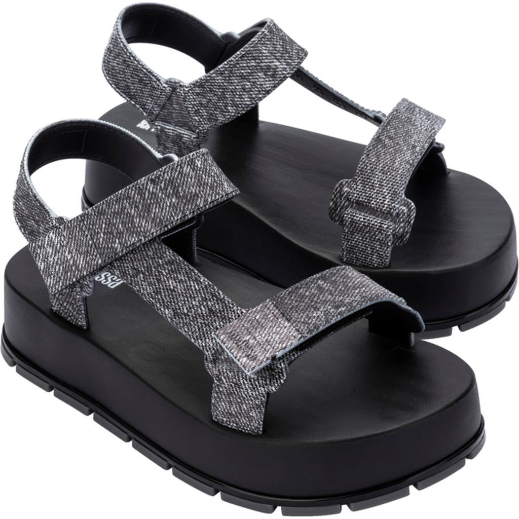 Melissa Denim Platform Strappy Sandal In #n/a, Women's At Urban Outfitters In Black Jeans