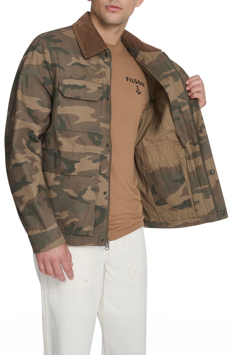 Corduroy Collar Cotton Canvas Jacket, Alternate, color, FADED CAMO