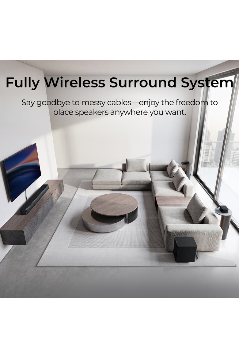 Poseidon M100 7.1Ch Wireless Surround Sound System, Dolby Atmos Sound Bar, HDMI eARC, Auracast, 432W, Alternate, color, Black