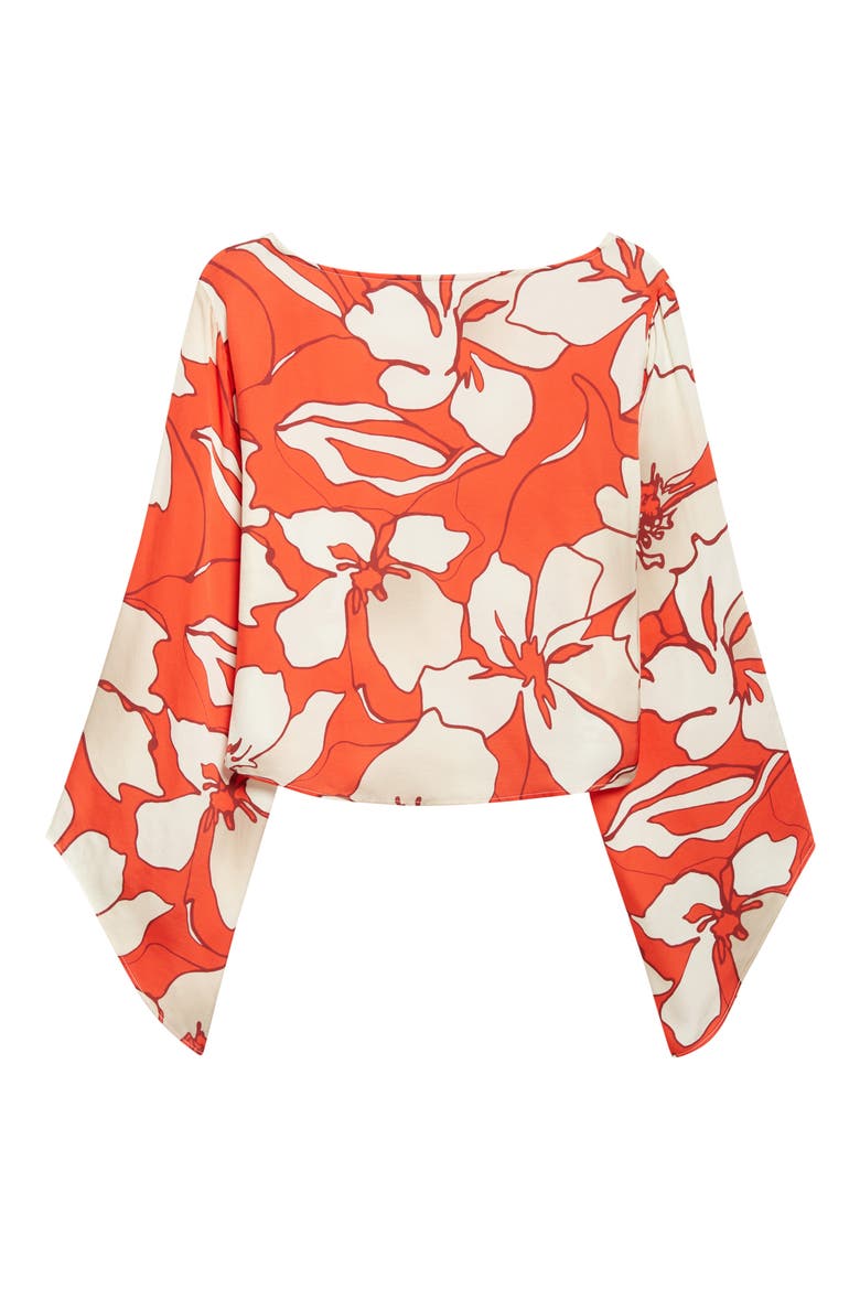 Amanda Floral Flare Cuff Top, Alternate, color, CRIMSON FLORAL