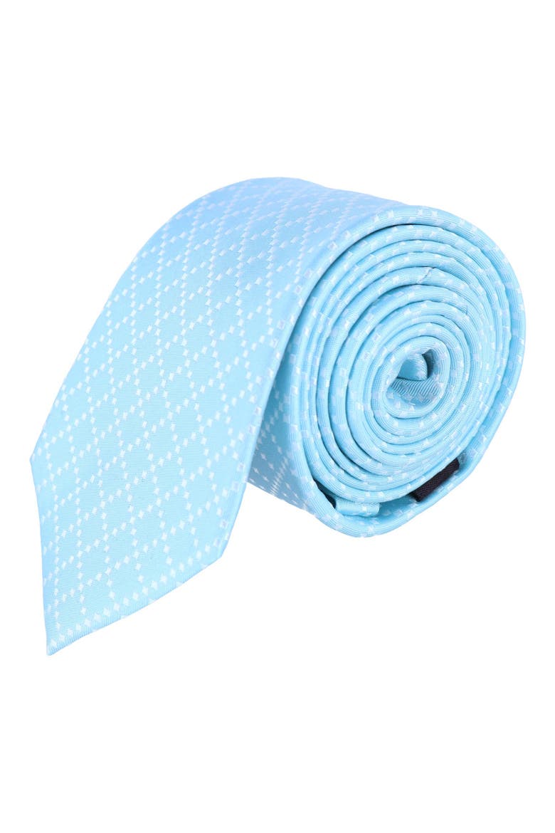 Rowan Geo Pattern Silk Tie, Main, color, BLUE