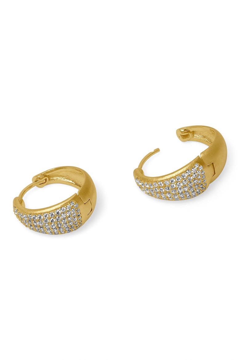 Margaux Pavé Hoop Earrings, Alternate, color, WHITE TOPAZ/ GOLD