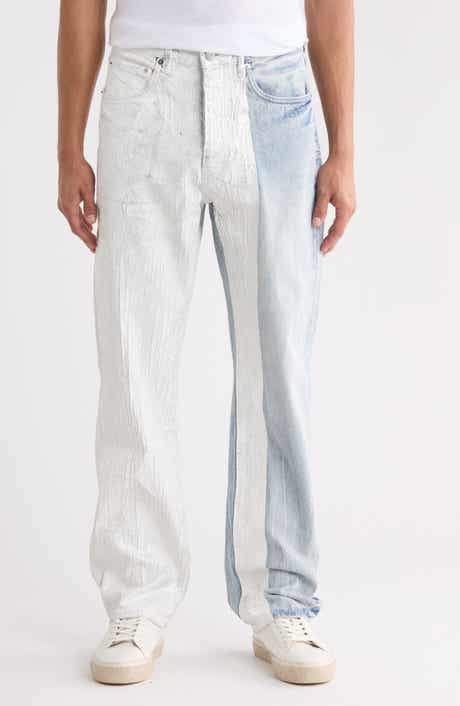 Metallic Crackle High Waist Straight Leg Jeans