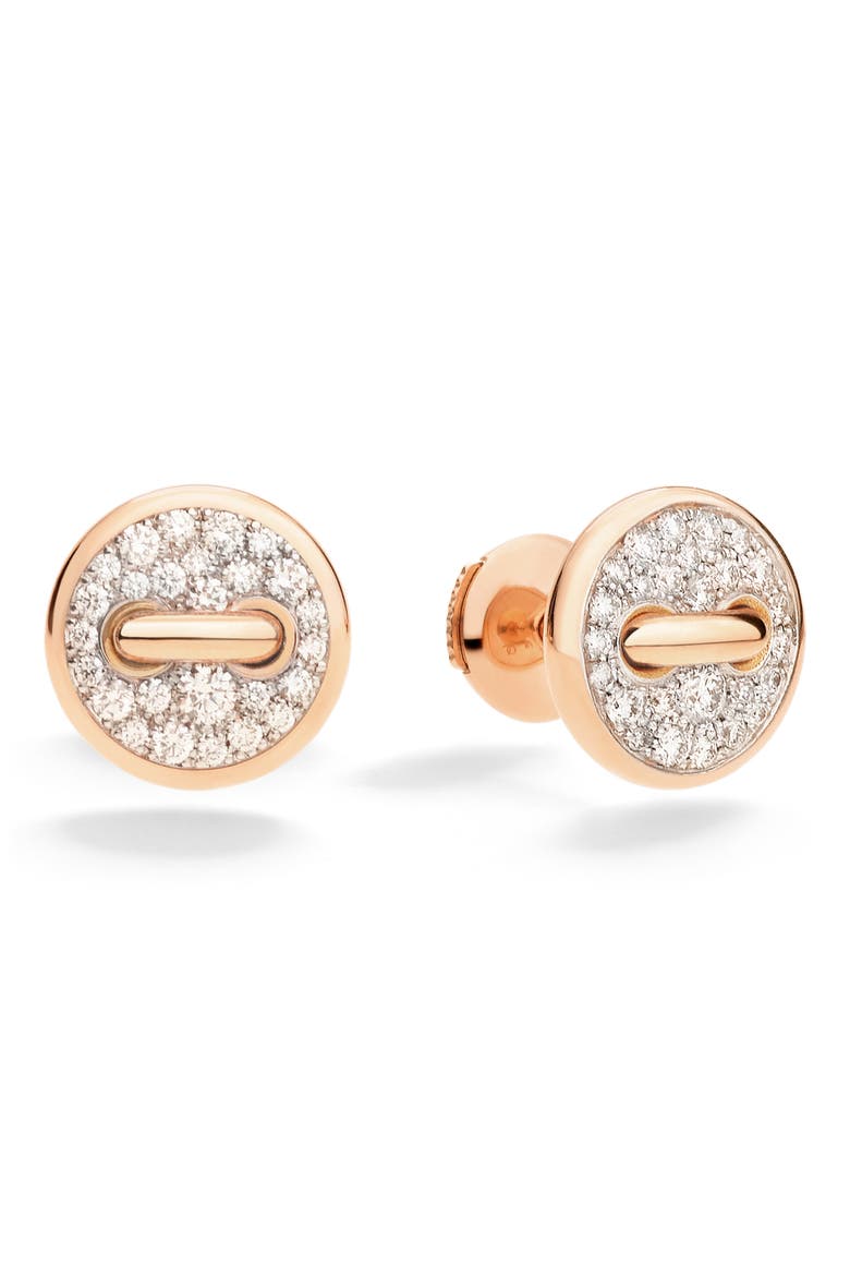 Pom Pom Diamond Dot Stud Earrings, Main, color, ROSE GOLD