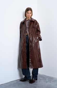 Topshop Faux Leather Trench Coat