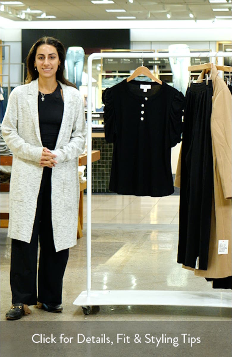 Shirred Sleeve Knit Henley, sales video thumbnail