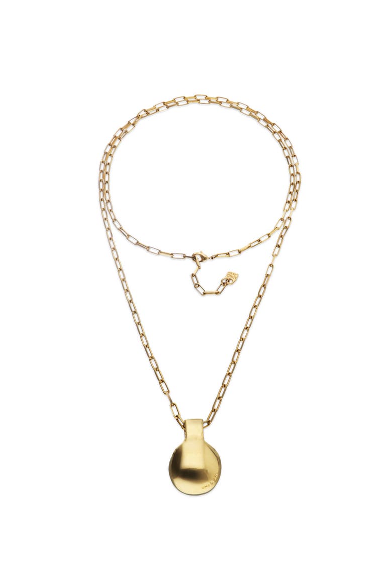 18K Gold-Plated Long Necklace with Large Dial, Alternate, color, Gold