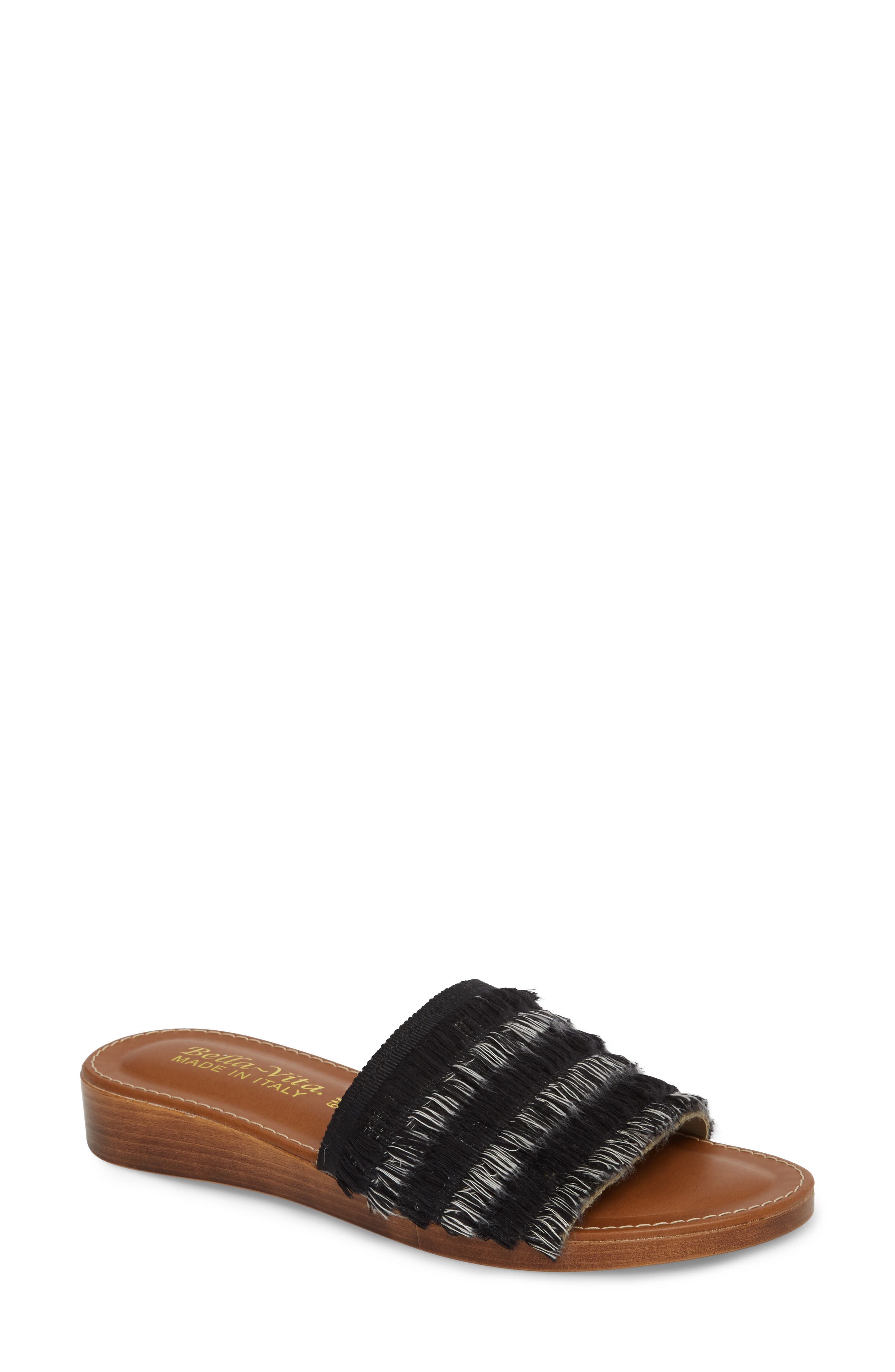 Abi Slide Sandal, Main, color, BLACK FABRIC