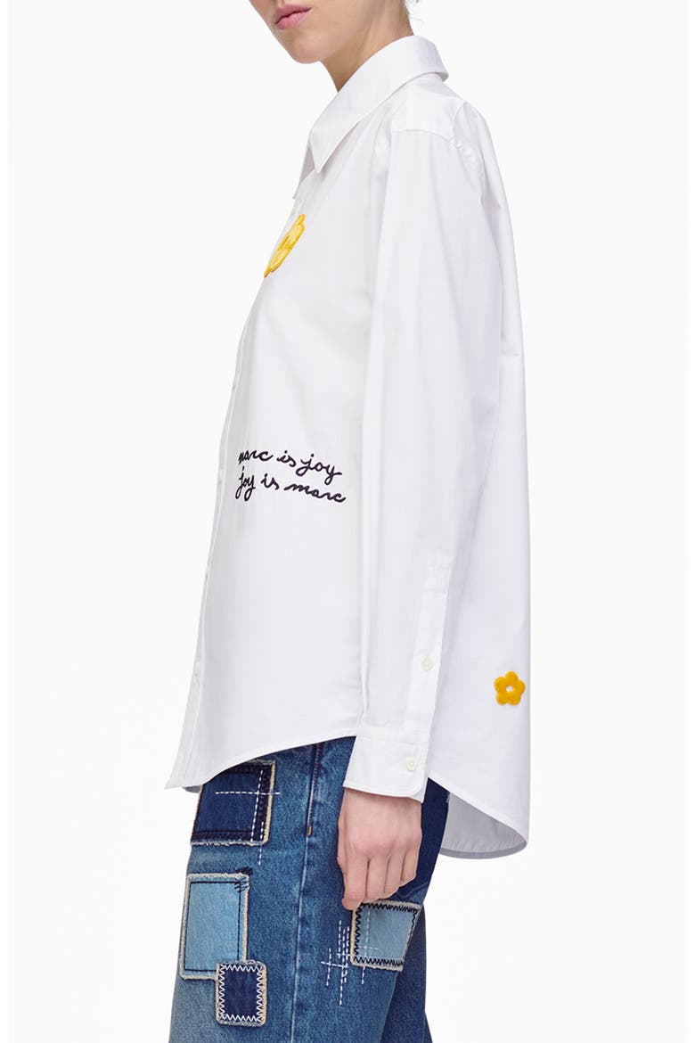 Marc Is Joy Flocked Daisy Cotton Poplin Button-Up Shirt, Alternate, color, WHITE
