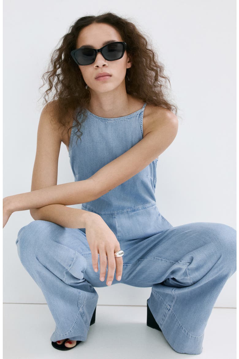 Denim Jumpsuit, Alternate, color, LIGHT BLUE
