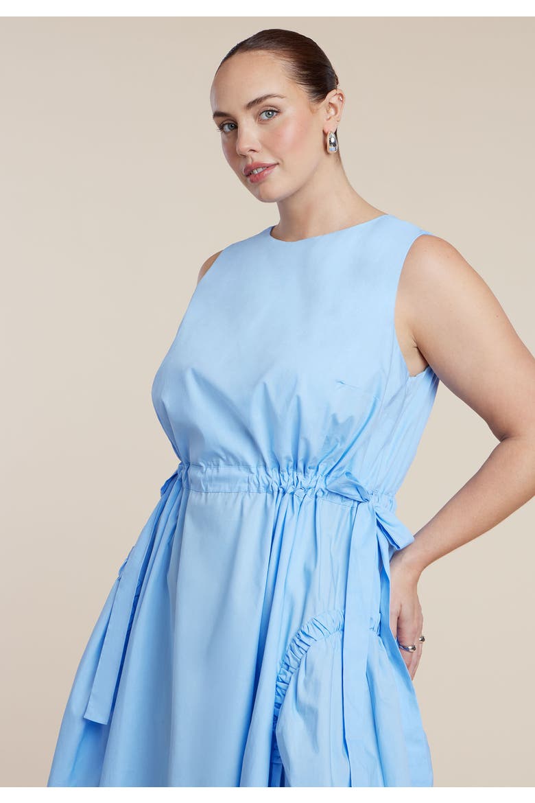 Cinch Waist Poplin Midi Dress, Alternate, color, OPEN AIR