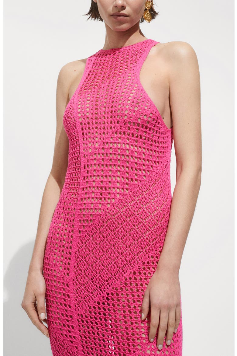 Open Stitch Maxi Cover-Up Dress, Alternate, color, FUCHSIA