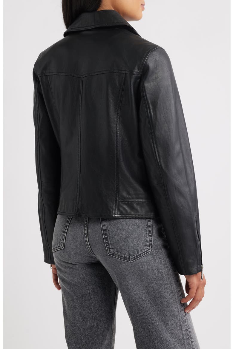 Leather Moto Jacket, Alternate, color, BLACK
