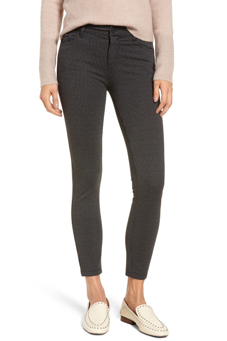 Donna Print Ponte Knit Skinny Pants, Main, color, BLACK/ GREY
