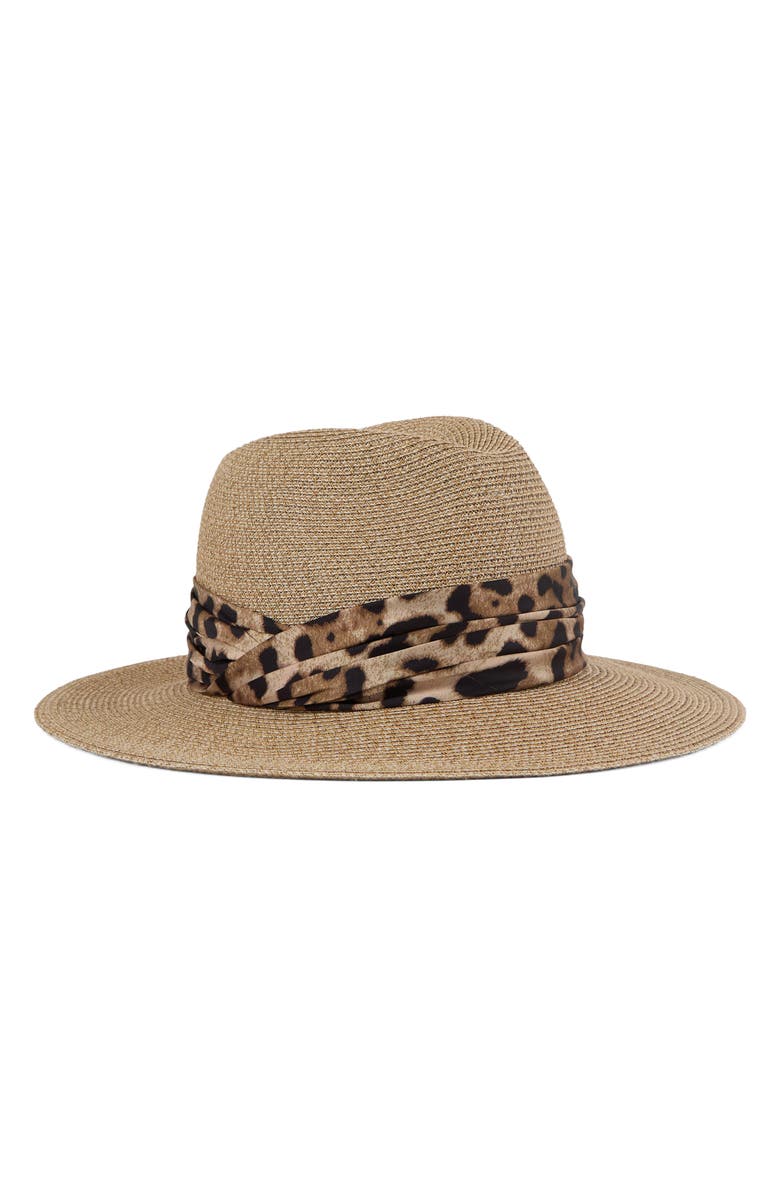 Eugenia Kim Courtney UPF 25+ Packable Straw Fedora, Main, color, Sand