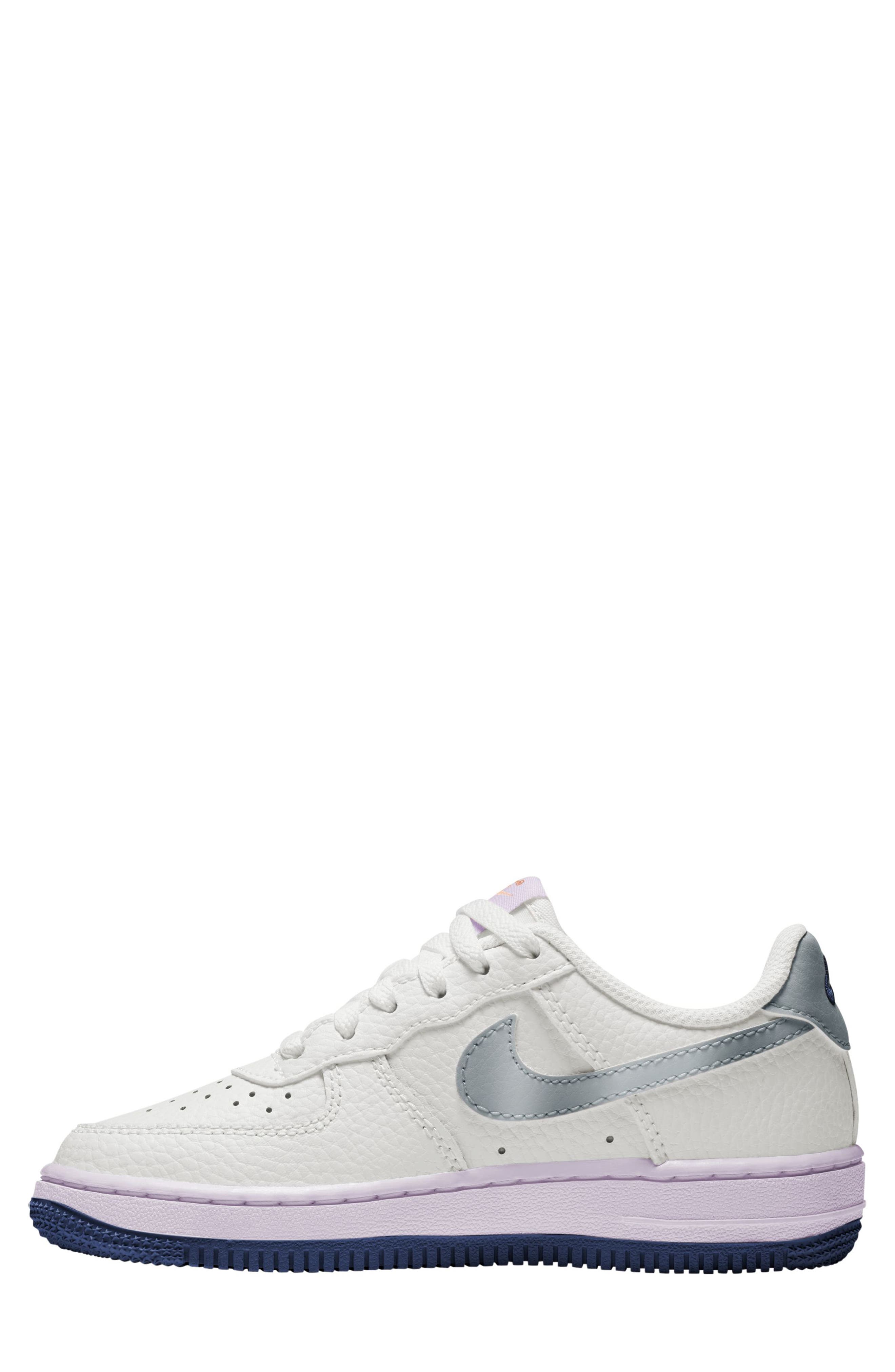 Kids' Air Force 1 Sneaker, Alternate, color, PURE PLATINUM/ METALLIC SILVER