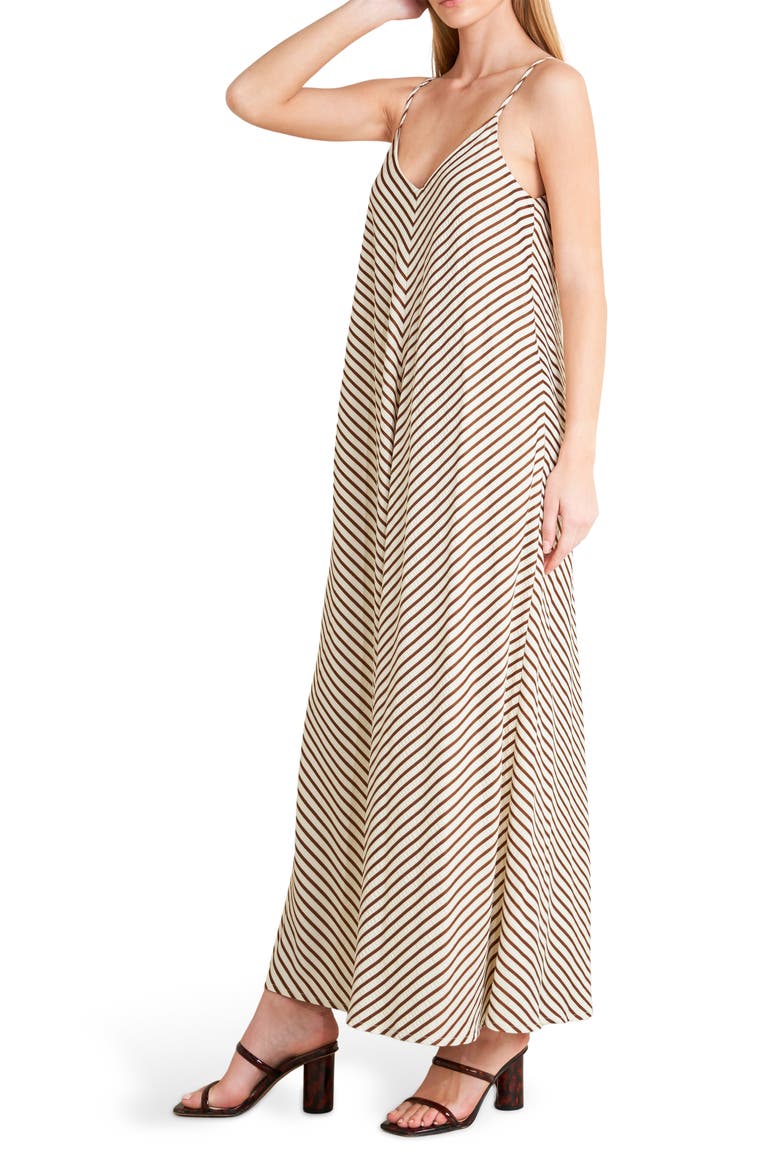 Pinstripe Midi Dress, Alternate, color, BROWN MULTI