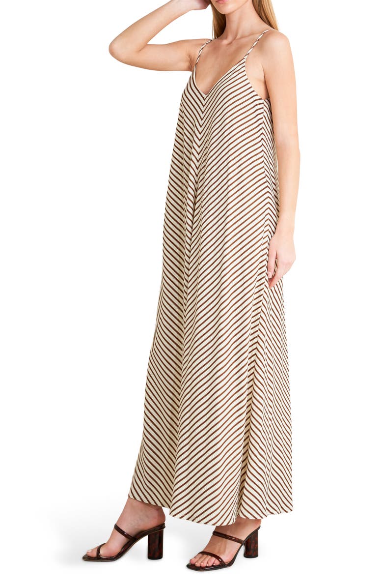 FREEMARKET Pinstripe Midi Dress, Alternate, color, Brown Multi