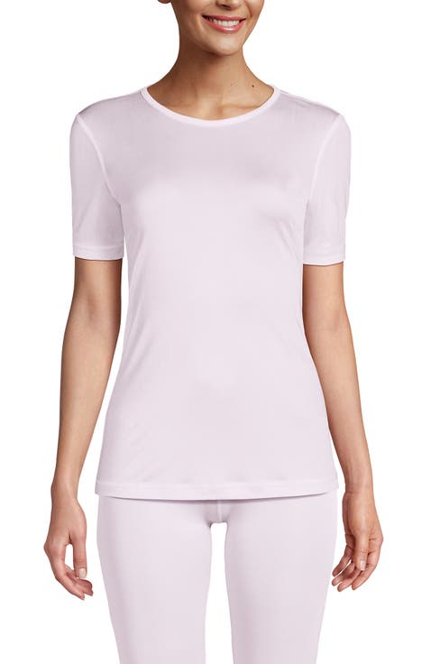 Womens' Silk Interlock Short Sleeve Crewneck Long Underwear Thermal Baselayer Top