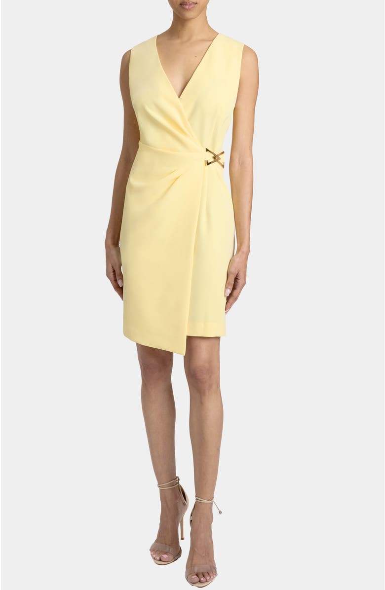 Santorelli TILLY Sleeveless Faux Wrap Shift Dress in Soft Stretch Crepe, Main, color, Chamomile