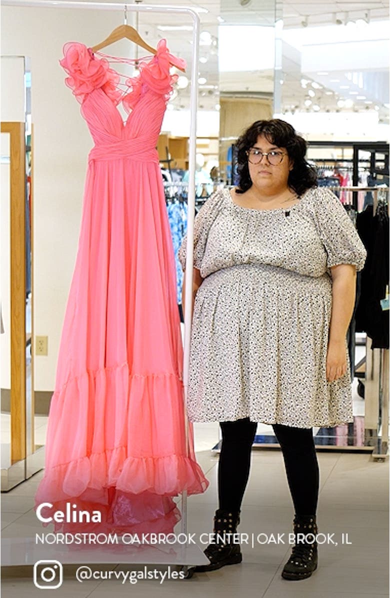 Rosette Chiffon Cutout Empire Waist Gown, sales video thumbnail