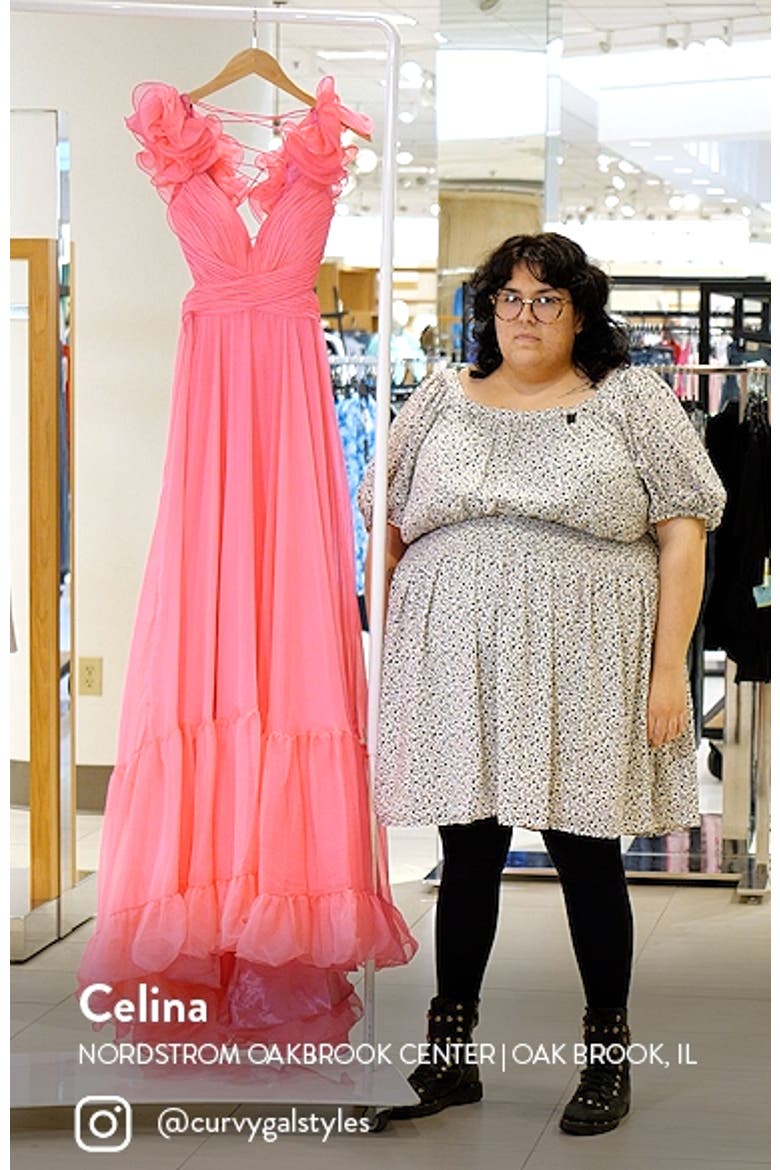 Sleeveless Ruffle Tiered Cut-Out Chiffon Gown video