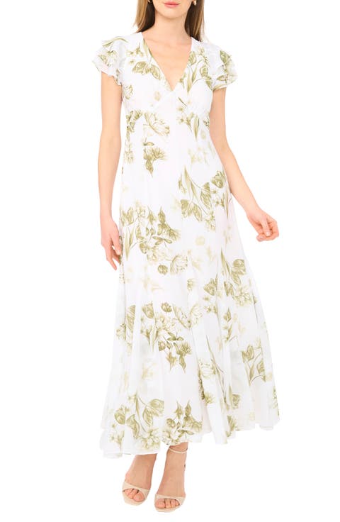 Flutter Sleeve Godet Dress