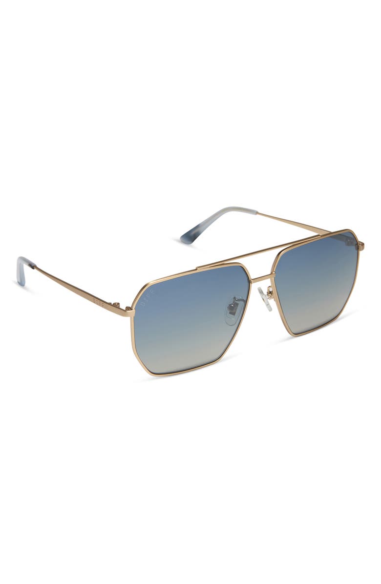 DIFF Berkely 59mm Polarized Gradient Navigator Sunglasses, Alternate, color, Brushed Gold / Aegean Blue