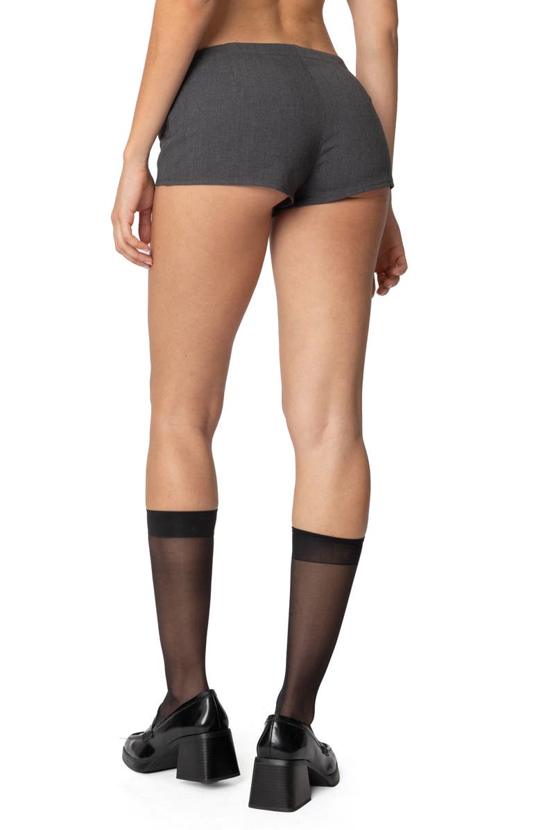 EDIKTED Allie Zip Up Micro Shorts, Main, color, Dark-Gray