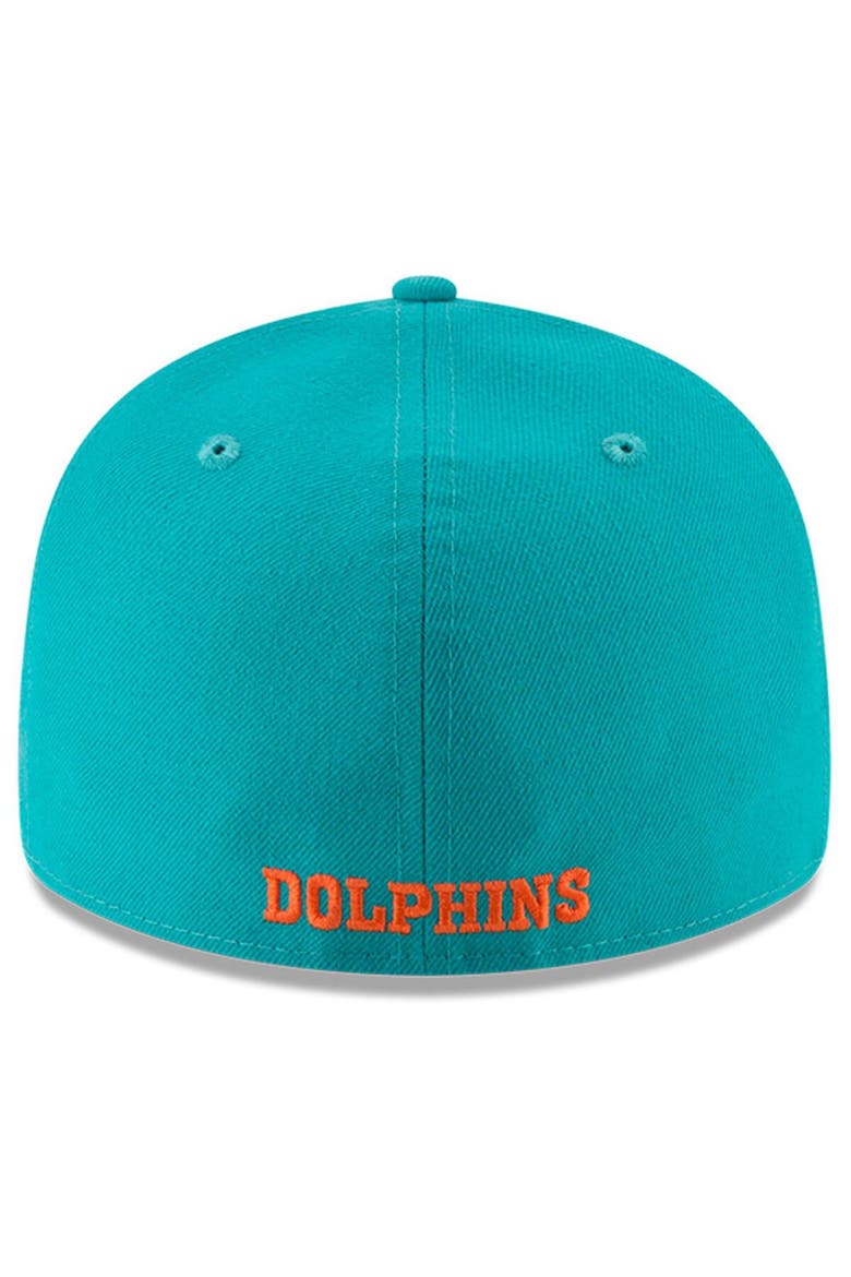 Men's New Era Aqua Miami Dolphins Omaha Throwback Low Profile 59FIFTY Fitted Hat, Alternate, color, Aqua