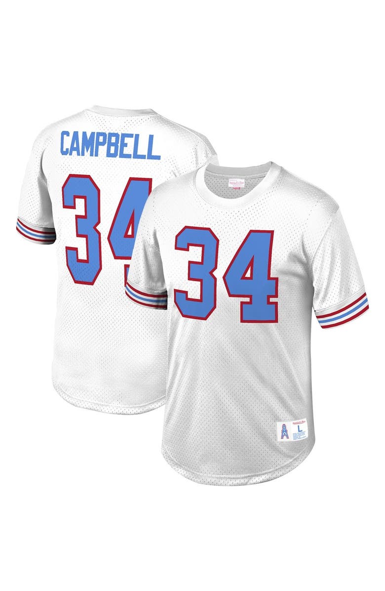 Mitchell & Ness Men's Mitchell & Ness Earl Campbell White Houston Oilers Retired Player Name & Number Mesh Top, Main, color, 