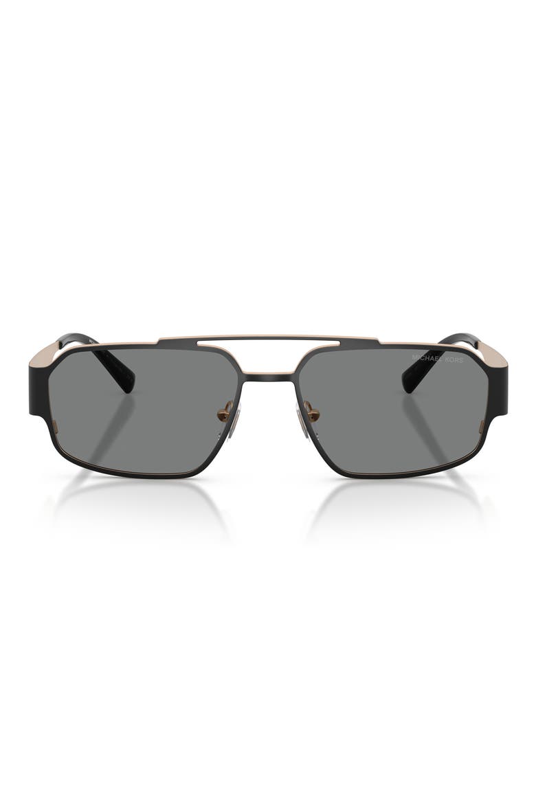 Cape Town 58mm Rectangular Sunglasses, Main, color, BLACK MATTE / DARK GREY MONO