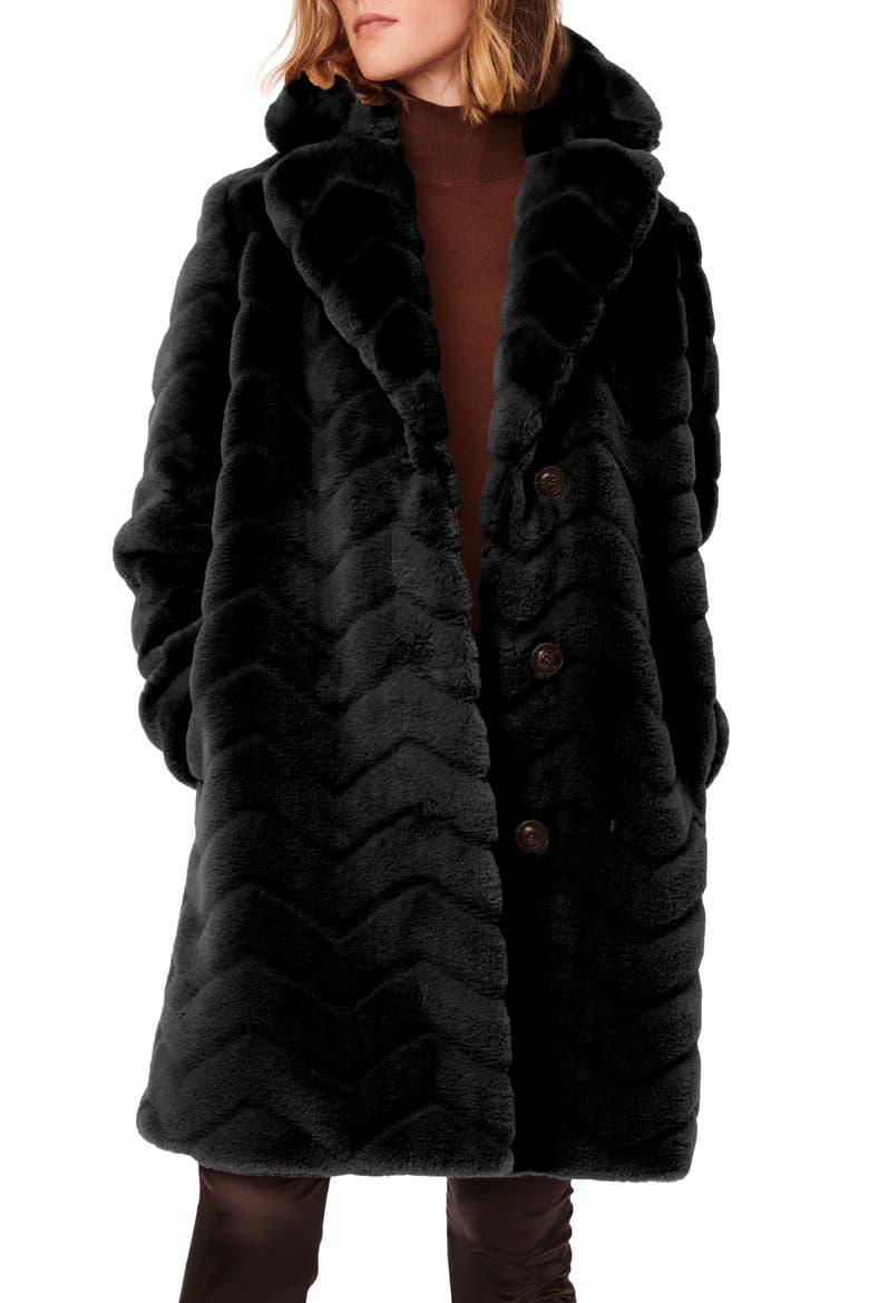 Faux Fur Coat, Main, color, BLACK