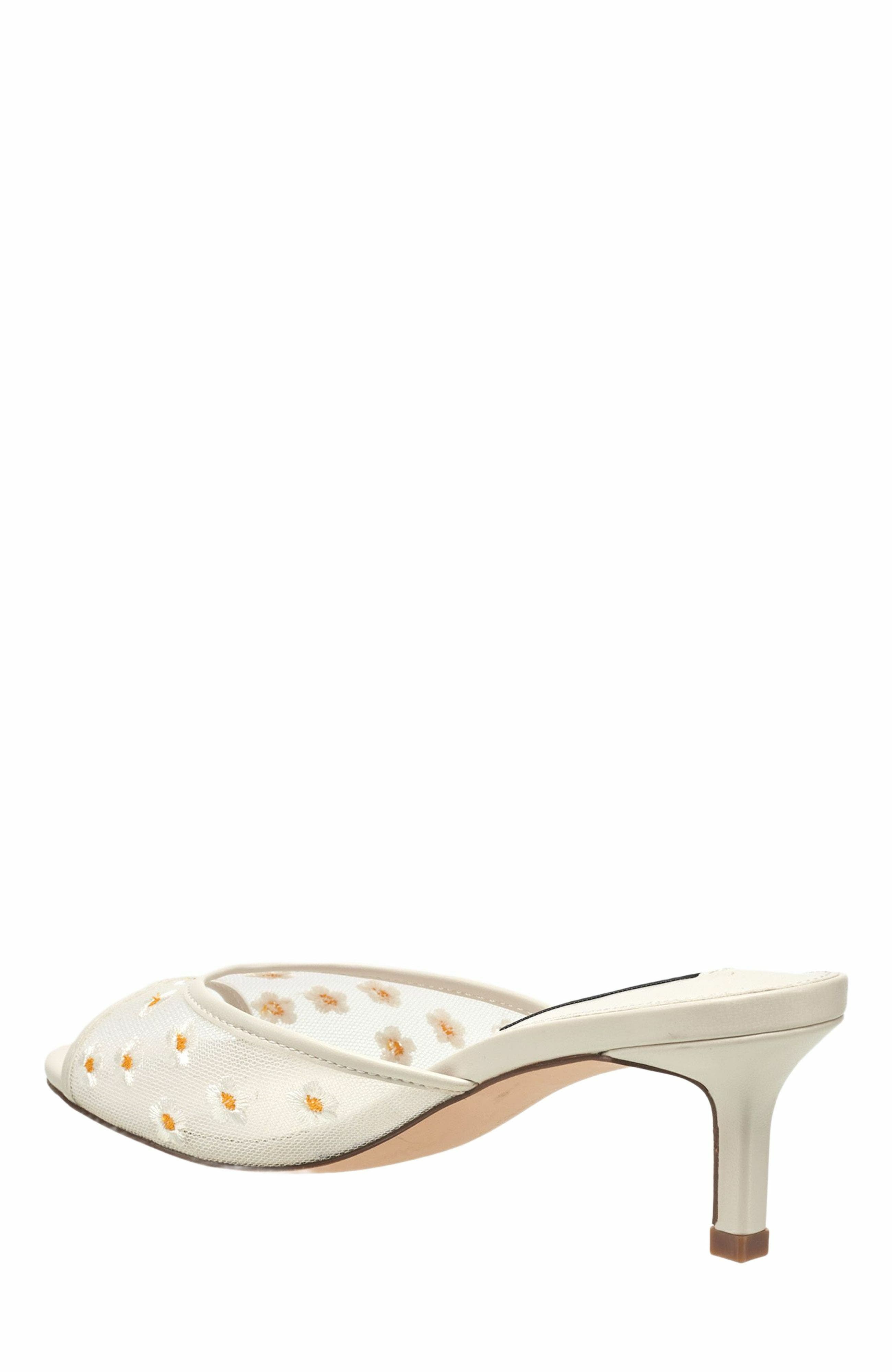French Connection Nancy Mesh Embroidered Kitten Heel, Alternate, color, White