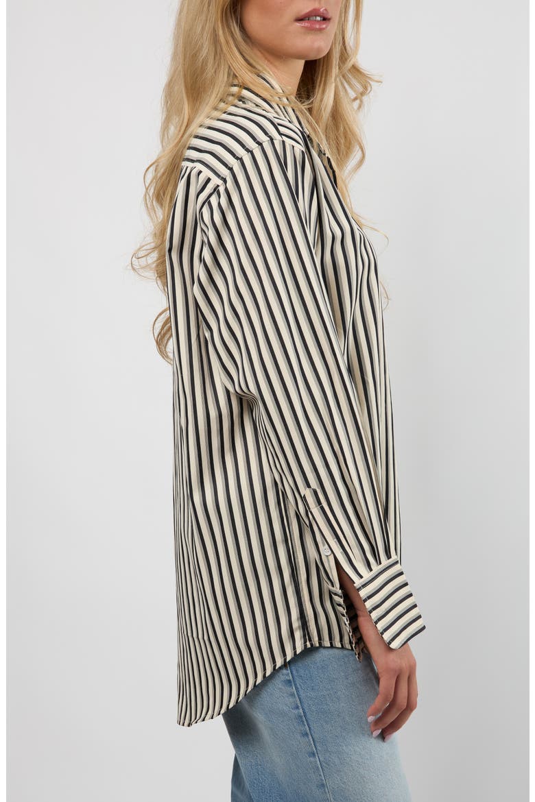The Port Stripe Button-Up Shirt, Alternate, color, BLACK