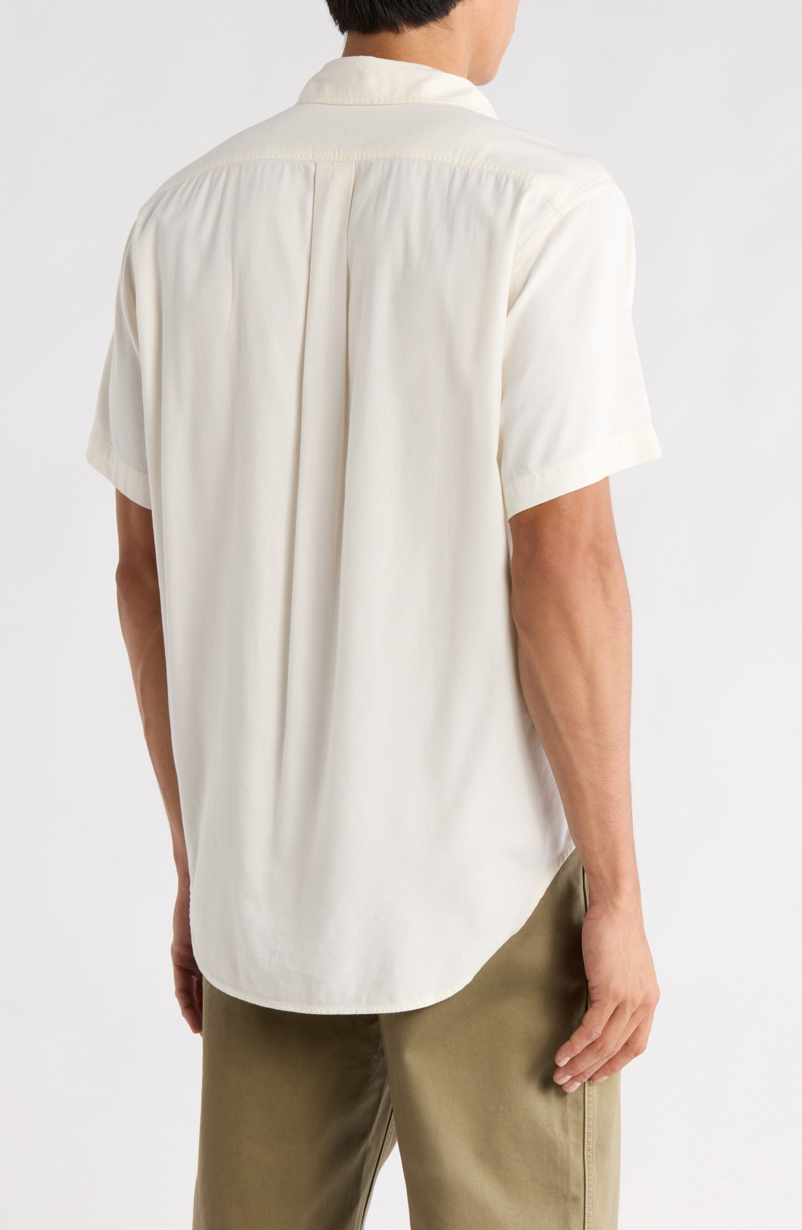 Draped Twill Short Sleeve Button-Up Shirt - image 2